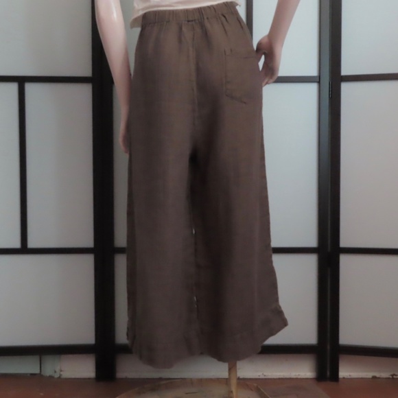 Flax Textured Linen Pants M Loose Fit Wide Leg Hem Ruffle - Picture 5 of 8
